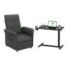 FlexiSpot X1 Electric Power Recliner Sofa Chair & Side Table Sets - Dark Grey / Black - Max Load 136kg - Adjustable Reclining Angle 105-155° - Desk Size 700x400x16mm  - Side storage pocket