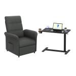 FlexiSpot X1 Electric Power Recliner Sofa Chair & Side Table Sets - Dark Grey / Black - Max Load 136kg - Adjustable Reclining Angle 105-155° - Desk Size 700x400x16mm  - Side storage pocket