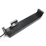 Dynamix RPR-10HMCB 10 Outlet 2RU Horizontal Power Rail (10A) with 6kVa C Curve MCB Circuit Breaker, on/off switch & 50mm Recessed Brackets. 2M Power Cord with 10A 3 Pin Plug BLACK Colour