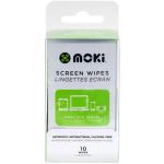 Moki ACC-FM10 Screen Wipes - 10 Pack Pre-moistened Wipes, ideal for cleaning grime and fingerprints from smartphones, tablets - Removes 99.9% of bacteria for 24 hours