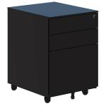 Accent Cube Mobile Pedestal - 575H x 410W x 500D - Black Central Locking Mechanism - Anti-Tilt Wheel on Bottom Drawer - 2x Box Drawers & 1x File Drawer - Pen-Tray & Drawer Dividers - Heavy Duty Ball Bearing Runners in Drawers