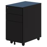 Accent Cube Slim Mobile Pedestal - 575H x 300W x 500D - Black - Central locking mechanism. Anti-tilt wheel on bottom drawer. 2x box drawers and 1x file drawer. Pen-tray and drawer dividers.Heavy duty ball bearing runners in drawers
