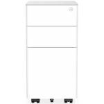 FlexiSpot RC5 Office Slim Metal Filing Cabinet - Slim Mobile Storage Unit - 3 Drawers - Lockable - White - Dimensions: 300x460x593mm For Office, Commercial & Home Use