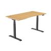 FlexiSpot Kana Pro Height Adjustable - 1400x700mm - Bamboo Texture Curve Desktop Standing Desk - Black Oval Column Frame - Dual Motors 3-Stages - Height Range 600-1250mm - Weight Capacity 125kg, Speed 38mm/s, 3 programmable memory presets w