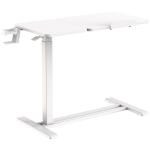 FlexiSpot H7 Duo Zone Height Adjustable Mobile Sofa & Bed Side Table With Cup Holder - White - Flip Table Size 500x400x16mm Auxiliary 300x400x16mm - Height Range 650-1045mm - Load Capacity 7kg