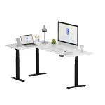 FlexiSpot E1L Left L-Shaped Corner Electric Standing Desk 1600x1100x595mm White/Black Frame - Dual Motors - Height Range 710-1200mm - Weight Capacity 100kgs - Memory Control Panel, Anti-collision sensor, Speed 32mm/s