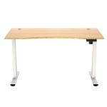 FlexiSpot E2 Pro Essential Standing Desk - 1400x700mm - Bamboo Curved Desktop/White Frame - Single Motor - Height Adjustable Range 710-1210mm - Weight Capacity 70kg, Speed 25mm/s - 4 Presets Buttons Keypad with USB Ports (1x Type-A, 1x Type