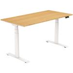 FlexiSpot E8 Premium Height Adjustable WFO & WFH Standing Desk - 1800x800mm - Honey Oak Colour Chipboard - White Oval Column Frame - Dual Motors 3-Stages - Height Range 600-1250mm - Weight Capacity 125kg, Speed 38mm/s, 3 programmable preset