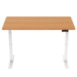 Loctek Ergonomic Premium Office Standing Desk - 1400x700x25mm - Dual Motor - 3 Stage Height Range 580-1230mm - Programmable Height Memory Control - Anti-Collision Function - Weight Capacity 125kg - Honey Oak Table Top With White Base Frame