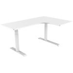 Loctek ET223DL 1600x1100x595mm Ergonomic , Max Load White L-Shape (Right L) Corner 125KG, Electric Height Adjustable Desk With Dual Motors, Height Adjust 580-1230mm, Holeless Design Column, with Anti-Collision Safety System