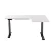 Loctek ET223DL 1600x1100x595mm Ergonomic White Right L-Shape With Black Frame Corner - Max Load 125KG, Electric Height Adjustable Desk With Dual Motors, Height Adjustment 580-1230mm, Holeless Design Column, with Anti-Collision Safety System
