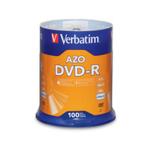 Verbatim 95102 16X DVD-R - 100 Pack 4.7GB - Spindle AZO Recording Dye Optimizes Read / Write Performance - Branded Surface