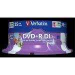 Verbatim 43667 8x DVD+R DL - 25 Pack 8.5GB - White Wide Inkjet Printable-No ID