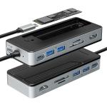 Yottamaster 8-in-1 USB-C with M.2 NVMe/SATA SSD Enclosure Hub USB 3.2 Gen 2 - 2x USB-A HDMI - SD/TF - Type-C PD100W- M2 Dual Protocol NVMe Slot