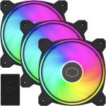 Cooler Master MasterFan MF120 Halo ARGB 120mm ARGB PWM Fan With Controller Kit 3 Pack, Dual loop Addressable RGB Lighting, Black Edition