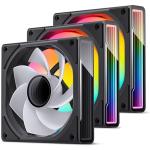 Jonsbo ZK-120 Reverse ARGB Infinity Mirror 120mm Case Cooling Fan, Wire-Free Splicing Connection, 3 Pack - Black