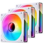 Jonsbo ZK-120 ARGB Infinity Mirror 120mm Case Cooling Fan, Wire-Free Splicing Connection, 3 Pack - White