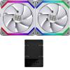 Lian Li UNI FAN SL140 Digital Addressable RGB 140 Fan with Controller, Twin Pack, White
