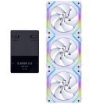 Lian Li UNI FAN SL120 V2 White Digital Addressable RGB 120 Fan with Controller, 3 Pack,