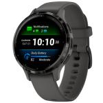 Garmin Venu 3S Smartwatch - 41mm Slate stainless steel bezel with pebble gray case and silicone band