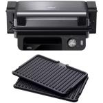 Braun Multi Grill 5 3 in 1 Contact Grill Black/Stainless BBQ Plate - Black with 2 Die Cast Grill Plates, 2000w Power of Heating