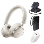 Baseus x Bose Inspire XH1 Wireless Over-Ear Noise Cancelling Headphones - Starlight White Power Bundle - Includes Baseus PicoGo 2-in-1 Qi2 Wireless Charger, Baseus 65W GaN Wall Chargerr & Baseus EnerFill Bipow2 Pro 10000mAh Power Bank - Wor