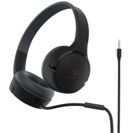 Belkin SoundForm Mini Wired Headphones for Kids - Black Volume Limited & Water Resistant - In-line microphone & one-button remote - 2 Years Warranty