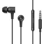 Edifier P205 Wired Earbuds - Black with 3-button Remote - 3.5mm Jack - 8mm drivers - High-sensitivity omnidirectional microphone - 3x eartip sizes included