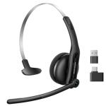 Edifier CC300 Wireless Mono On-Ear Headset with Boom Microphone - Black - AI-Powered Dual-Mic Call Noise Cancellation - Bluetooth 6.0 + USB-C/USB-A Dongle + Wired USB - Mute Control - 240-Degree Boom Mic Rotation - All-Day Comfort - Up to 3