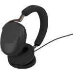 Jabra Evolve3 85 Foldable Bluetooth Over-Ear AI-Powered ANC Headset with Charging Stand - Teams Certified USB-C / 6-Mics Noise Cancellation / 32mm Speakers / Hybrid ANC / Busy Light / Fast Charge / Up to 30m Distance / Up to 25-Hour Talk-Ti