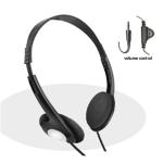 Sansai PR48V Lightweight design- Basic stereo headphones w/In-line volume control 3.5mm miniature jack 1.5mCable length