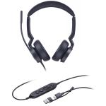 Yealink UH46 USB-C/A Wired On-Ear Headset - Teams Certified 3-Mic Noise Cancellation / In-Line Controls