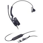 Yealink UH44 Mono USB-C/A Wired On-Ear Headset - Teams Certified 2-Mic Noise Cancellation / In-Line Controls