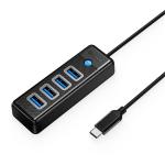 Orico USB-C to 4 Port USB-A 3.0   High Speed Hub - Black
