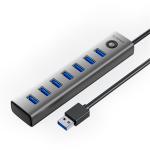 Orico USB-A  to 7-Port High Speed USB 3.0 Aluminium Hub - Grey -  with power supply port  ( Power adpater not included )
