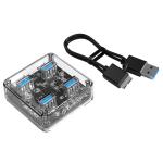 Orico MH4UC-U3-10-CR-BP USB 3.0 5Gbps Transparent HUB Includes Micro USB-B to USB-A Cable