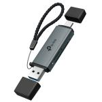 TP-Link UA430D USB 3.0 USB-C/A 2-in-1 SD & microSD Card Reader 5 Gbps USB 3.0 Type-C&A / Support UHS-I 200 MB/s & Dual Card Reading Simultane