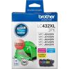 Brother LC432XL3PKS Ink Cartridge - Cyan / Magenta / Yellow - 3 Pack High Yield - 1500 Pages - for Brother MFCJ5340DW / MFCJ5740DW / MFCJ6540DW / MFCJ6740DW / MFCJ6940DW Printer