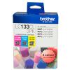 Brother LC133CL3PK Ink Cartridge - Cyan / Magenta / Yellow - 3 Pack High Yield - 600 Pages - for Brother DCPJ152W / DCPJ4110DW / MFCJ4510DW / MFCJ470DW / MFCJ4710DW / MFCJ6520DW / MFCJ6920DW / MFCJ870DW Printer