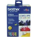 Brother LC38CL3PK Ink Cartridge - Cyan / Magenta / Yellow - 3 Pack