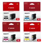 Canon PGI-1600XL Ink Cartridge Value Pack - Black / Cyan / Yellow / Magenta for Canon MAXIFY MB2060 / MB2360 / M2160 /M2760 Printer