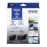 Epson DURABrite 702XL Ink - XL Black + 702 Standard (Cyan / Magenta / Yellow) C13T345996