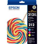 Epson Ink Cartridge Value Pack - 212XL Black + 212 Standard Colour (Cyan / Magenta / Yellow) for WorkForce WF-2830 / WF-2850 / XP-3100 / XP-3105 / XP-4100 / XP-2100 / WF-2810 Printer