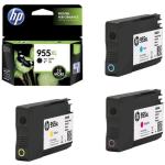 HP 955XL Black+ Tri-Colours Ink Cartridge Value Pack - Black 2000 Pages & Tri-Colours Yield - 1600 Pages for HP OfficeJet Pro 7720 / 7730 / 7740 / 8210 / 8710 / 8720 / 8730 / 8740 / 8745 Printer