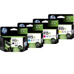 HP 915XL Black+ Tri-Colours Ink Cartridge Value Pack 825 Pages for HP OfficeJet 8010 /  OfficeJet Pro 8012 / 8020 / 8022 / 8028 Printer