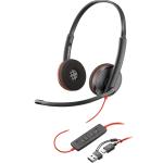 HP Poly Blackwire 3220 USB-C/A Wired On-Ear Headset - UC Certified Noise-Canceling Mic  / Dynamic EQ /  In-line Control