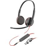 HP Poly Blackwire 3225 USB-C/A/3.5mm Wired On-Ear Headset Noise-Canceling Mic  / Dynamic EQ / In-line Control