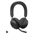 Jabra Evolve2 75 Bluetooth On-Ear Active Noise Cancelling Headset - Teams Certified USB-C / 8-Mics Noise Cancellation / 40mm Speakers / Hybrid ANC / Retractable Mic / Busy Light / Fast Charge / Up to 30m Distance / Up to 25-Hour Talk-Time