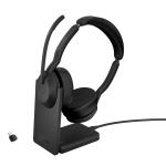 Jabra Evolve2 55 Bluetooth On-Ear Active Noise Cancelling Headset with Stand - UC Certified USB-C / 4-Mics Noise Cancellation / Hybrid ANC / Busy Light / Up to 30m Distance / Up to 16-Hour Ta