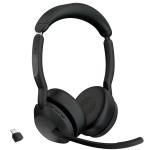 Jabra Evolve2 55 Bluetooth On-Ear Active Noise Cancelling Headset - Teams Certified USB-C / 4-Mics Noise Cancellation / Hybrid ANC / Busy Light / Up to 30m Distance / Up to 16-Hour Talk-Time
